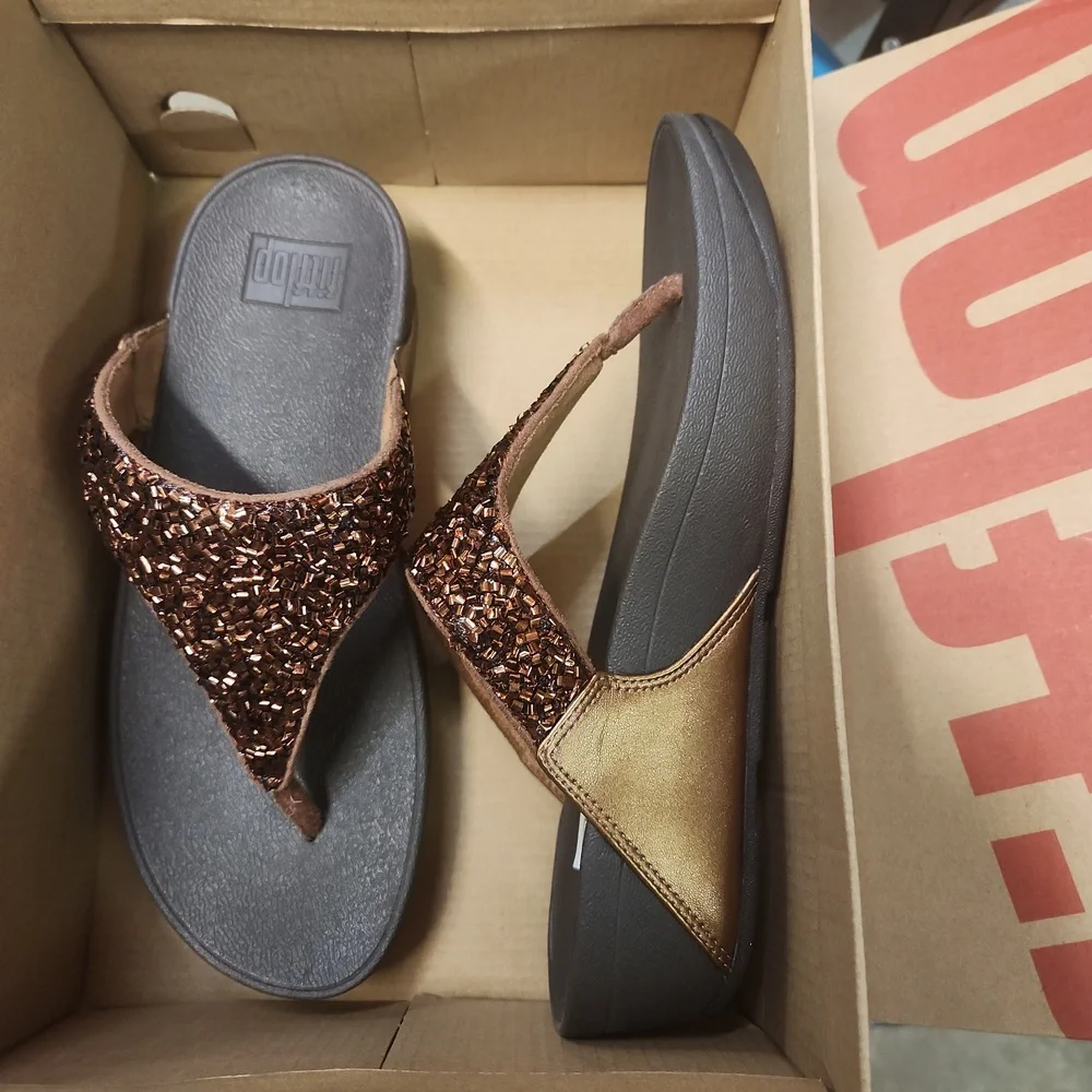 Nitb Fitflop Lulu sandle with summer 💖 sparkle brown / bronze_2